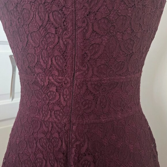 Wisp NWT Burgundy Lace Halter Cocktail Party/Wedding Knee-Length Dress Sz 12 - Picture 6 of 10